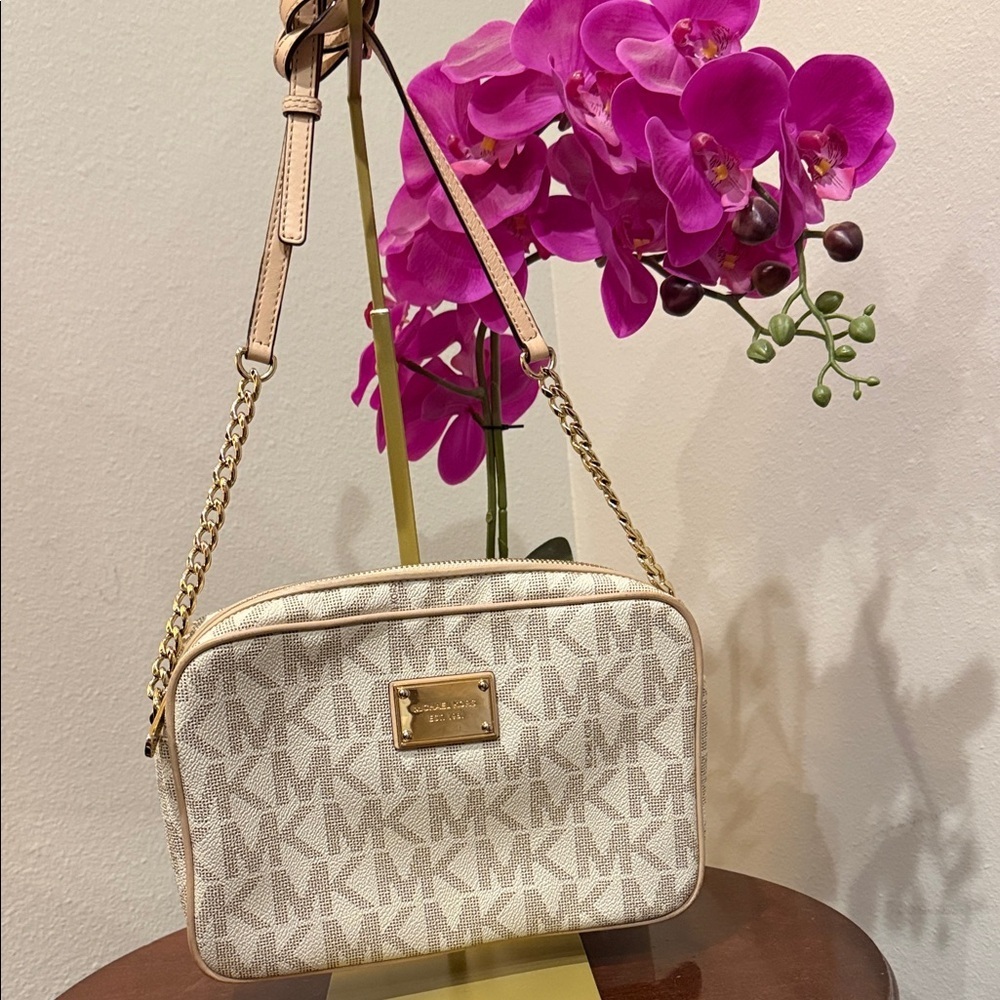 Michael Kors MK Cream Crossbody Bag purse handbag designer clutch bag wallet - Picture 10 of 10